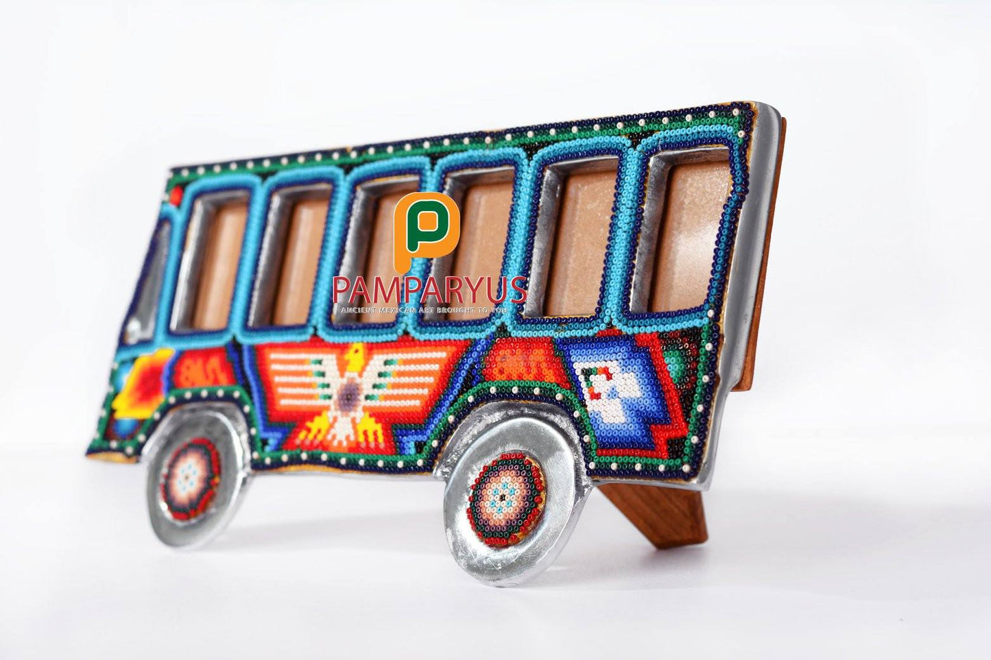 Multi Huichol Beaded picture frame Arte Huichol - Pamparyus