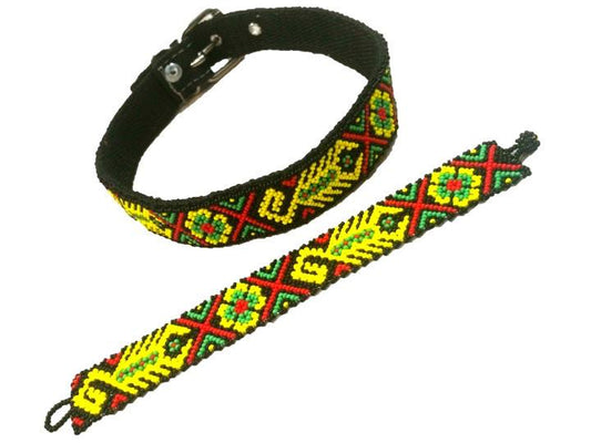Collar de Perro Huichol #12 Talla Mediana (43-52cm) Arte Huichol - Pamparyus 