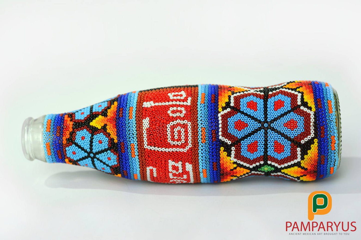 Huichol Beaded Collectible Coca Cola Bottle Arte Huichol - Pamparyus 