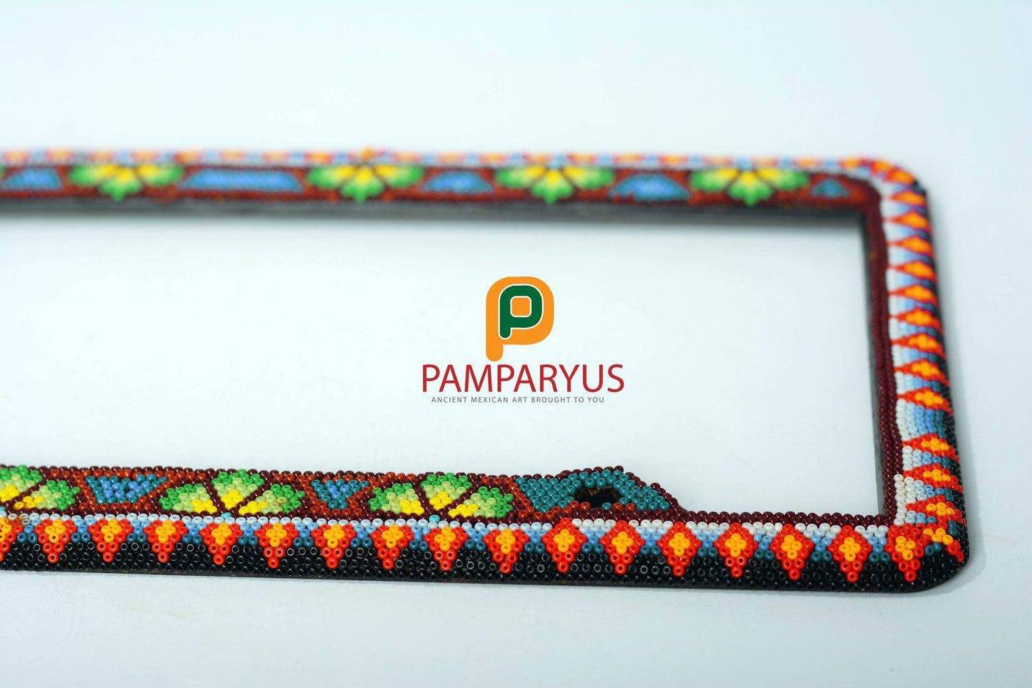 Huichol Beaded Handmade Car holder plate Arte Huichol - Pamparyus 
