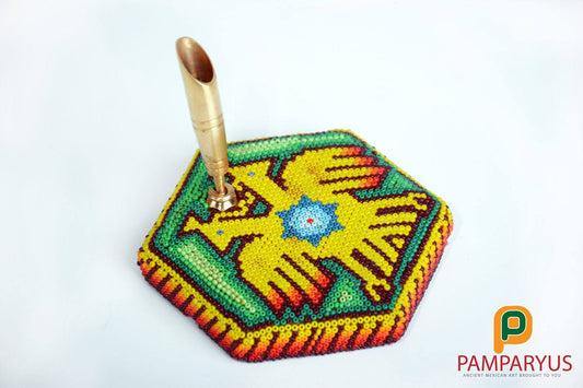 Huichol Beaded Office pen holder Arte Huichol - Pamparyus 
