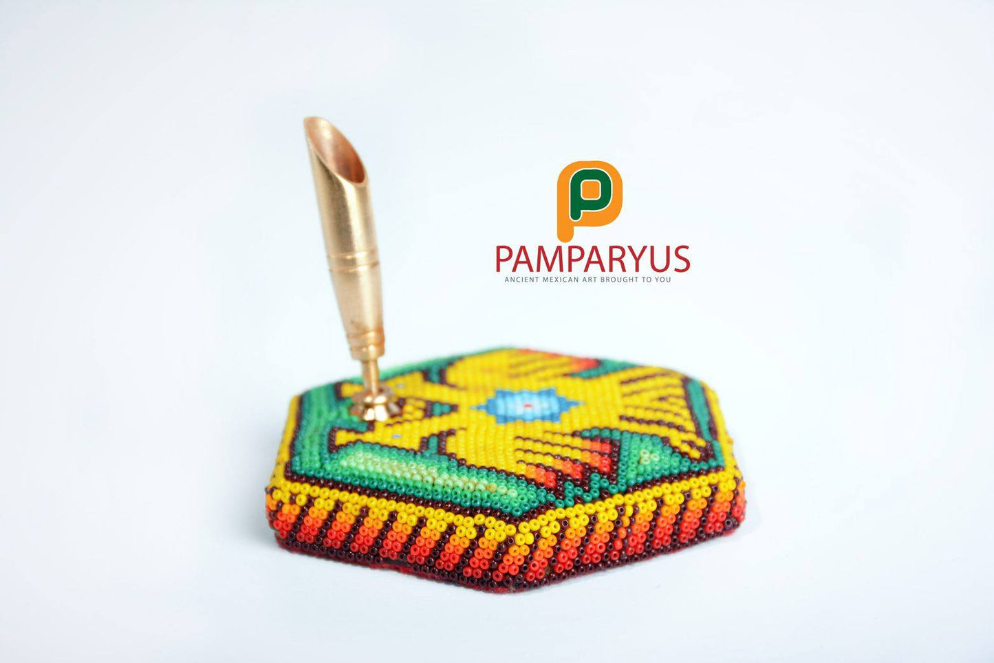 Huichol Beaded Office pen holder Arte Huichol - Pamparyus 