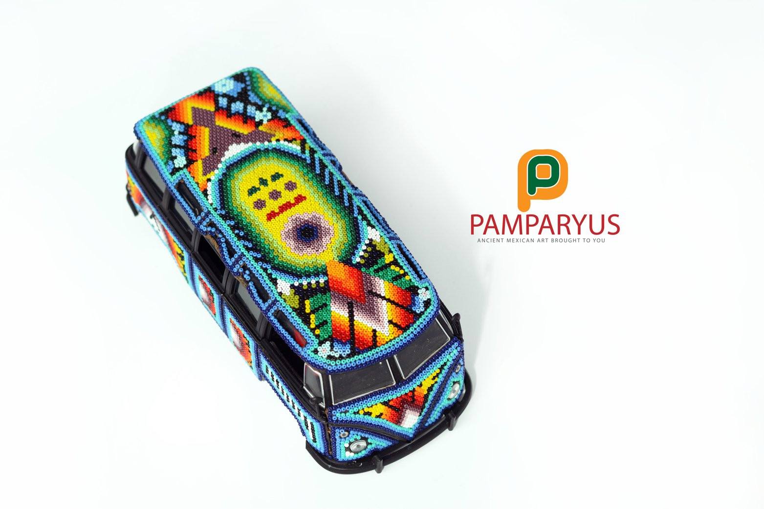 1960 VW Samba Beaded Huichol Arte Huichol - Pamparyus 
