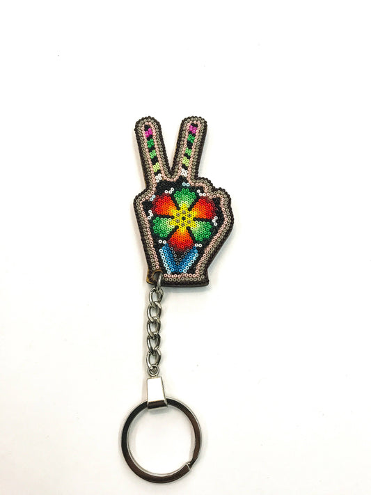 Llavero Peace Pamparyus Huichol Arte Huichol - Pamparyus 
