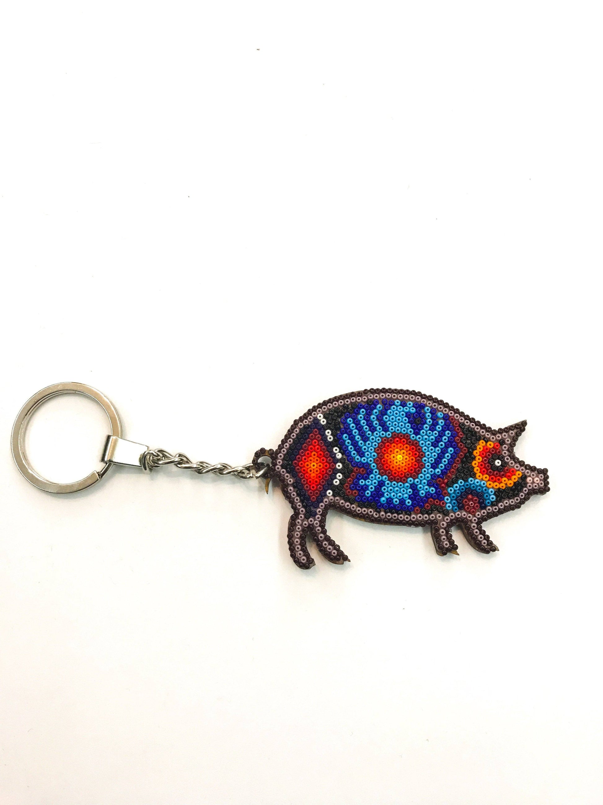 Llavero Cerdito Huichol Arte Huichol - Pamparyus 