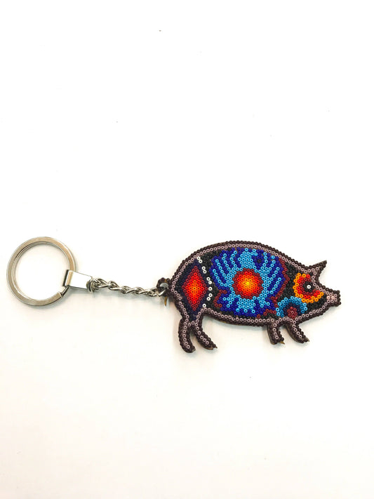 Llavero Cerdito Huichol Arte Huichol - Pamparyus 