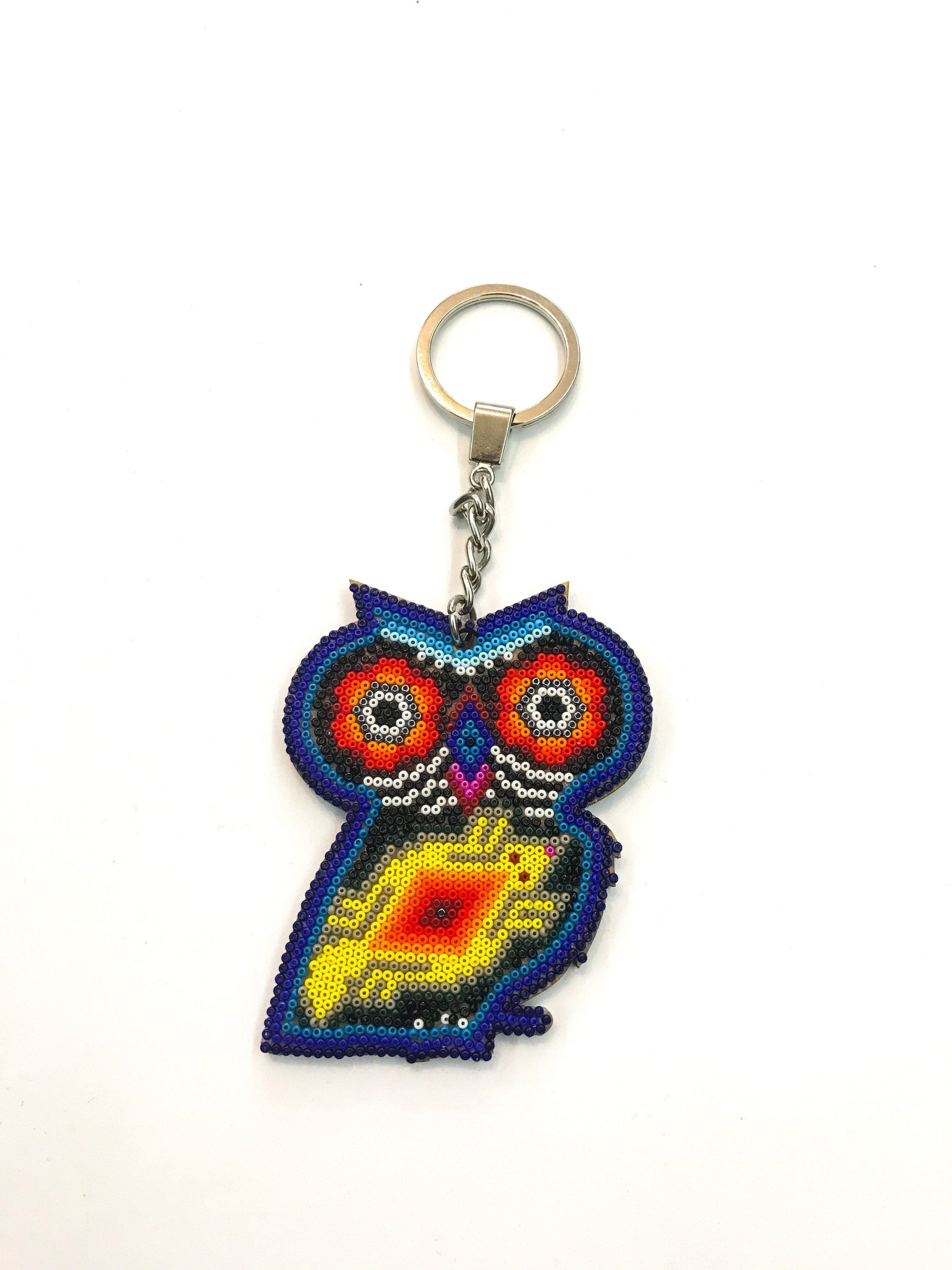 Llavero Búho Huichol Pamparyus Arte Huichol - Pamparyus 