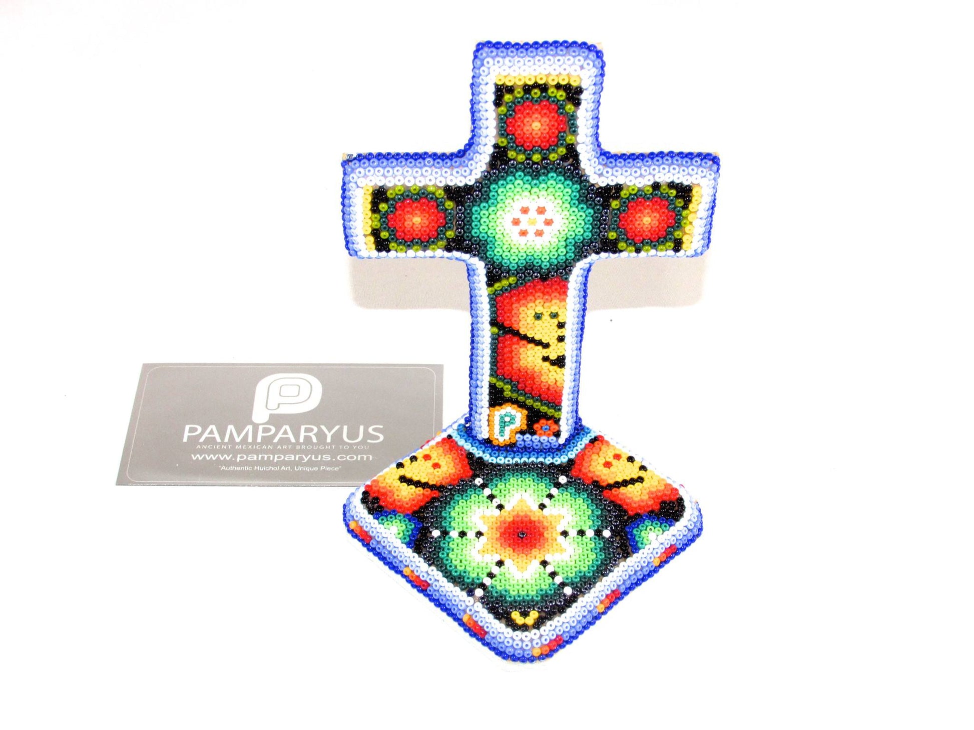 Cruz con base Huichol Arte Huichol - Pamparyus 