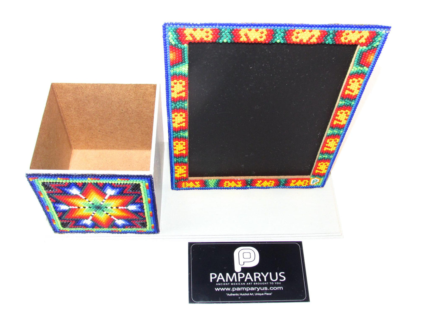 Porta plumas con Pizarrón Huichol Arte Huichol - Pamparyus 