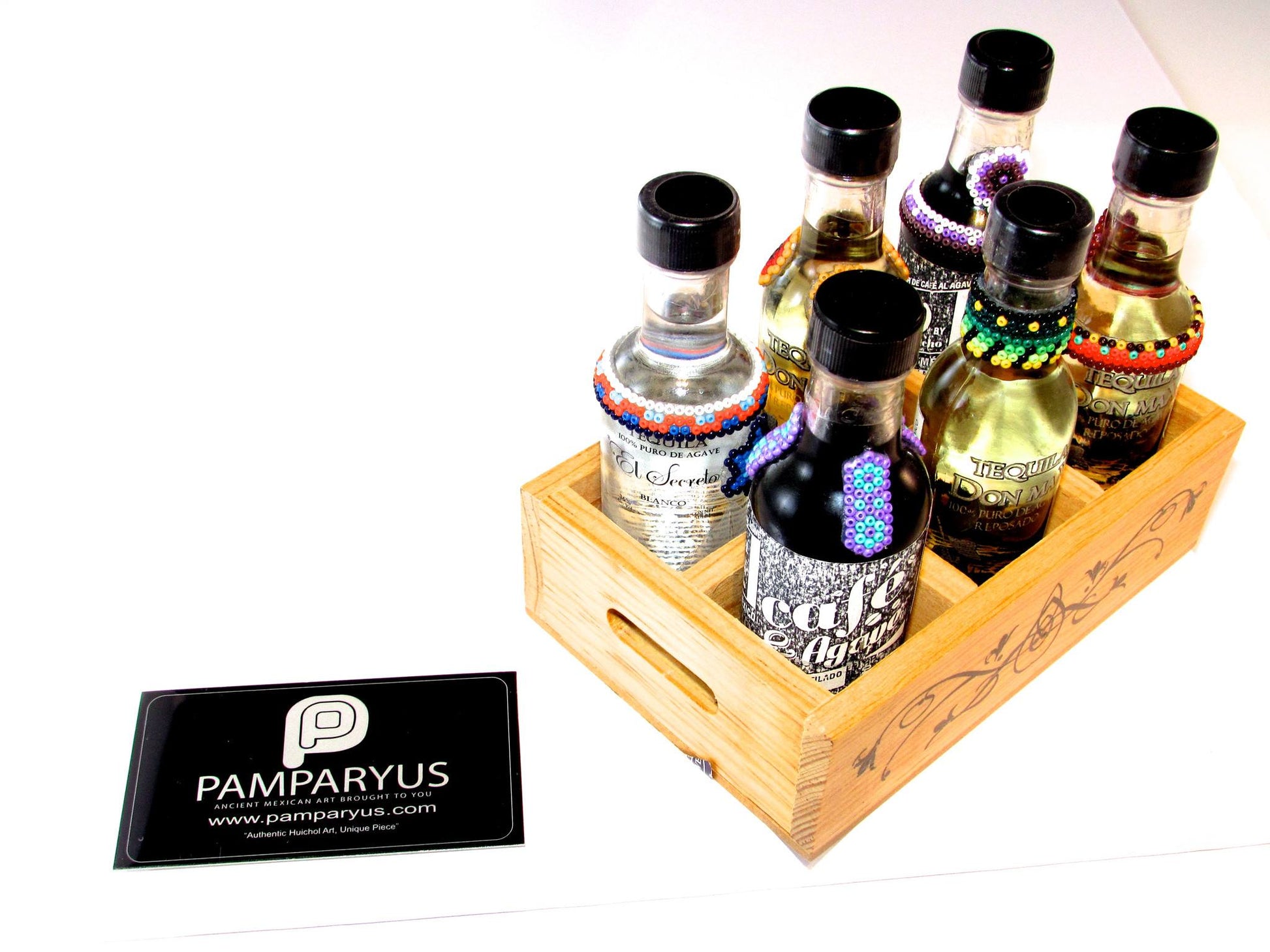 Set de 6 Botellas Huichol Arte Huichol - Pamparyus 