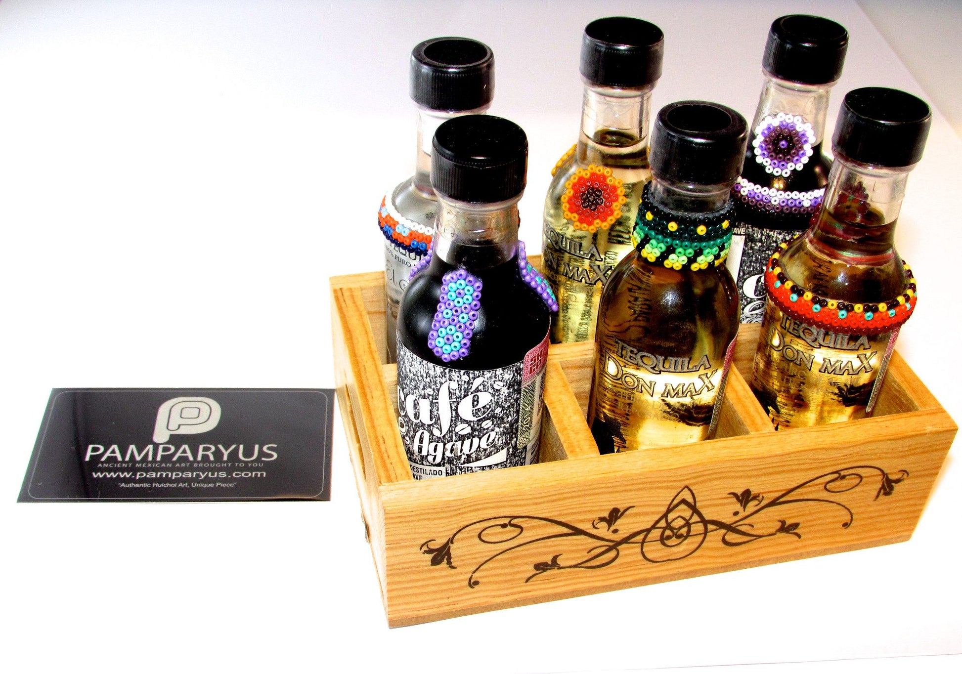 Set de 6 Botellas Huichol Arte Huichol - Pamparyus 