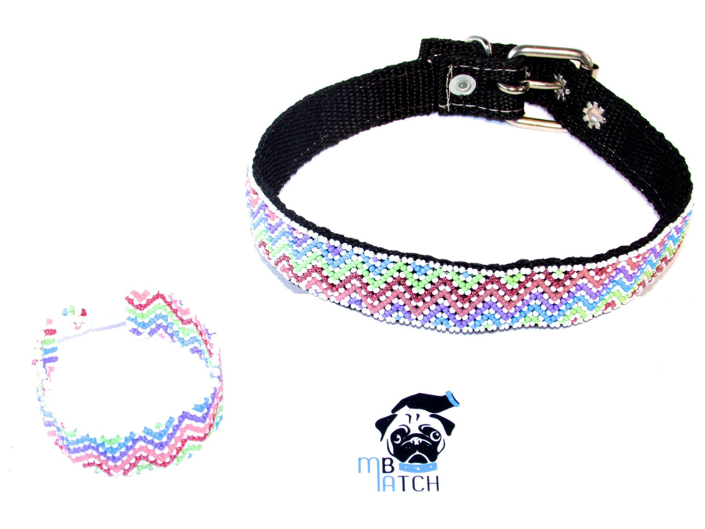 Collar de Perro Huichol #12 Talla Mediana (43-52cm) Arte Huichol - Pamparyus 