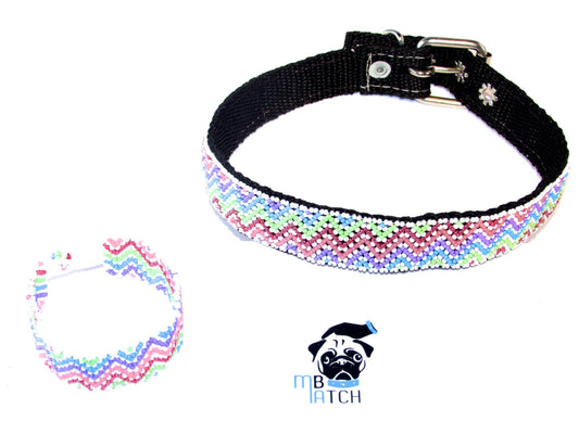 Collar de Perro Huichol #12 Talla Mediana (43-52cm) Arte Huichol - Pamparyus 