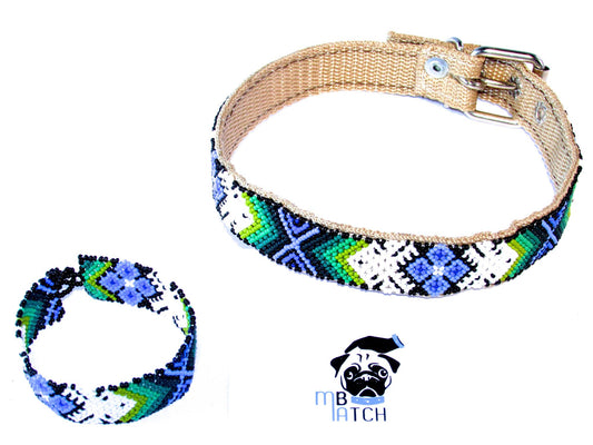 Collar de Perro Huichol #12 Talla Mediana (43-52cm) Arte Huichol - Pamparyus 