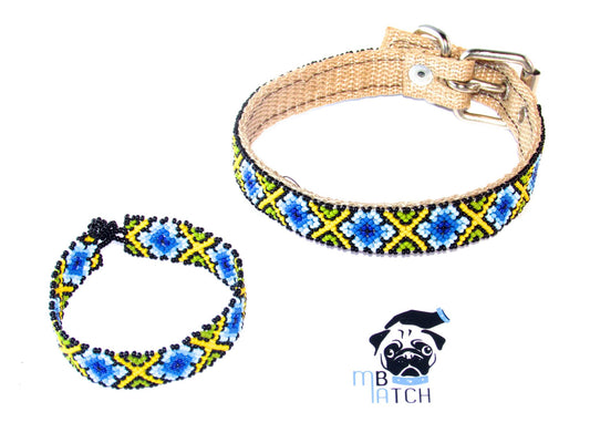 Collar de Perro Huichol #7 Talla Chica (33-40cm) Arte Huichol - Pamparyus 