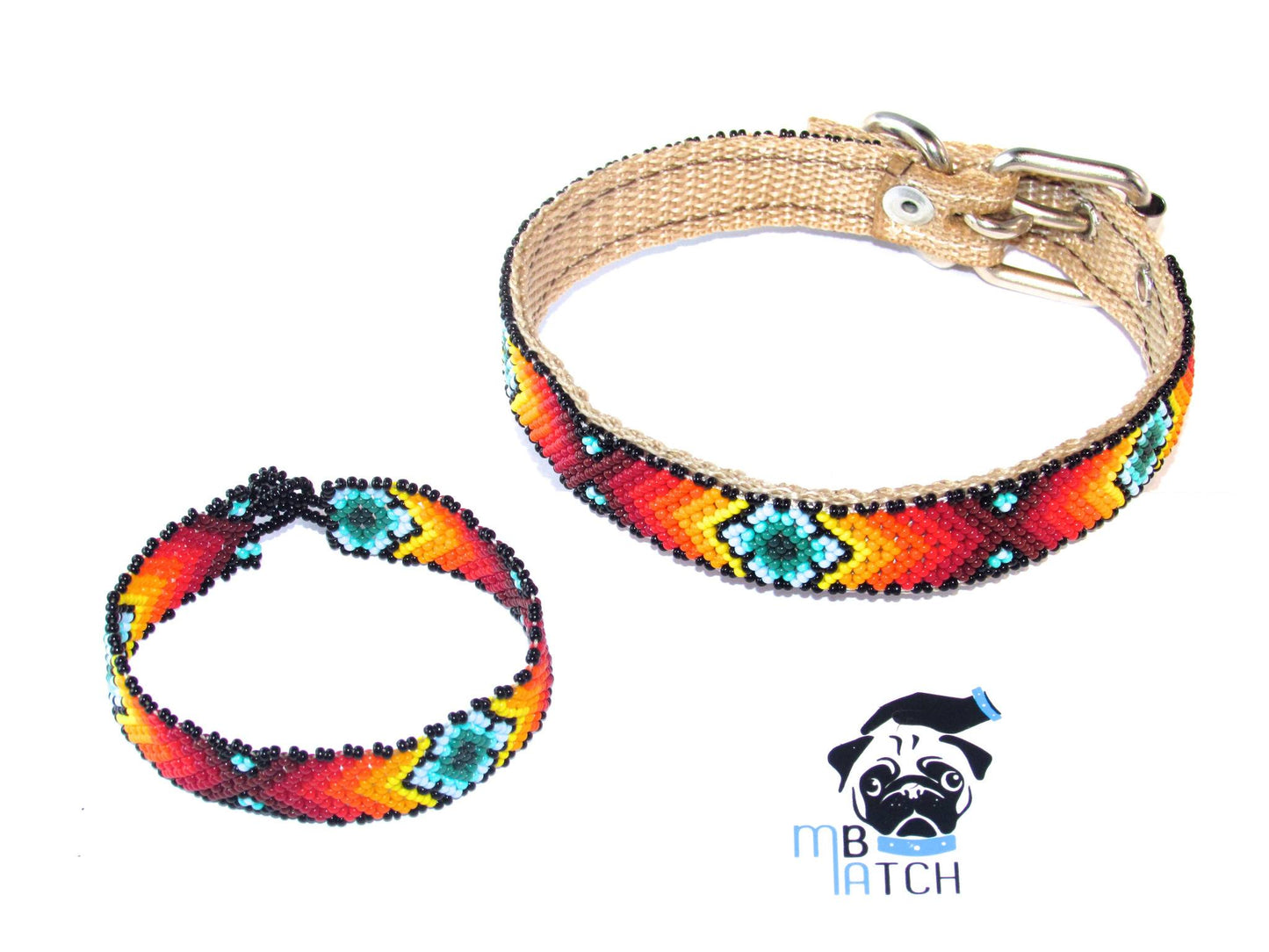 Collar de Perro Huichol #16 Talla Extra Grande (55-68cm) Arte Huichol - Pamparyus 