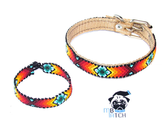 Collar de Perro Huichol #16 Talla Extra Grande (55-68cm) Arte Huichol - Pamparyus 