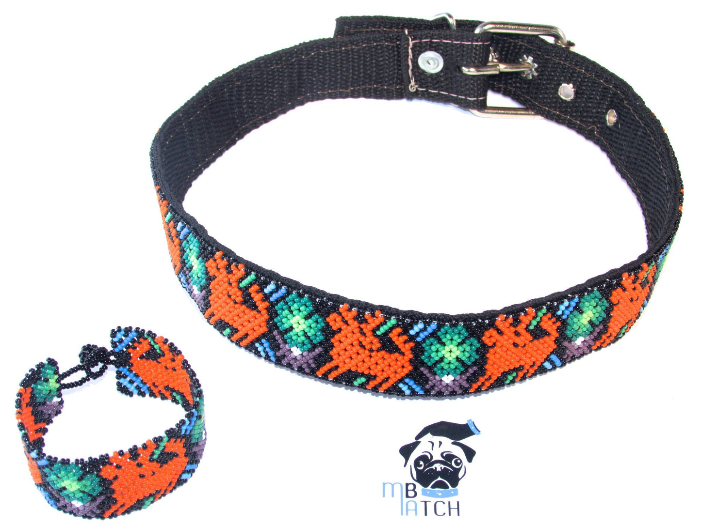 Collar de Perro Huichol #16 Talla Extra Grande (55-68cm) Arte Huichol - Pamparyus 