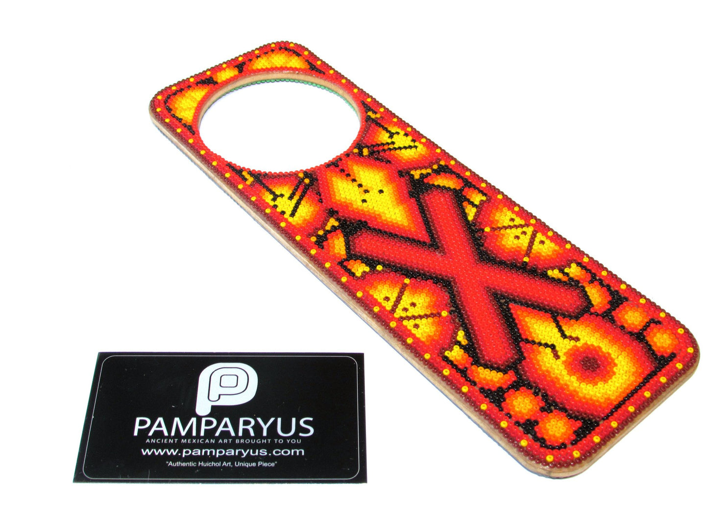 Colgante para puerta No Molestar Huichol Arte Huichol - Pamparyus 