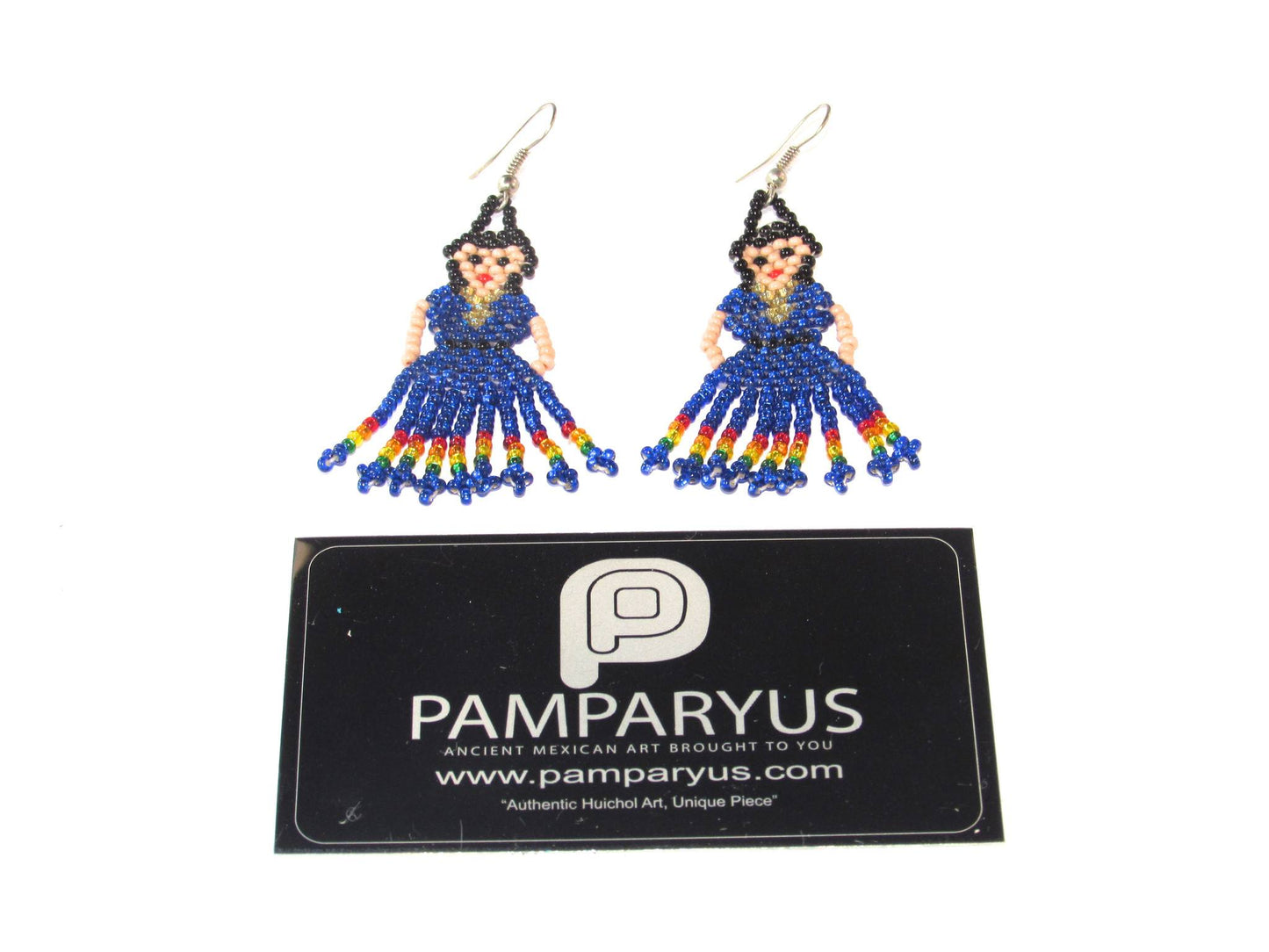 Aretes Huichol Bailarina Arte Huichol - Pamparyus 