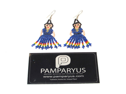 Aretes Huichol Bailarina Arte Huichol - Pamparyus 