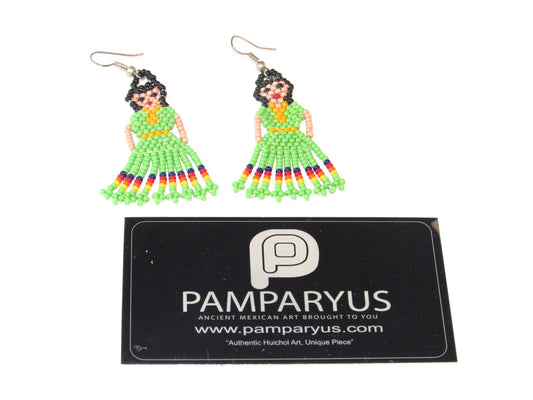 Aretes Huichol Bailarina Arte Huichol - Pamparyus 