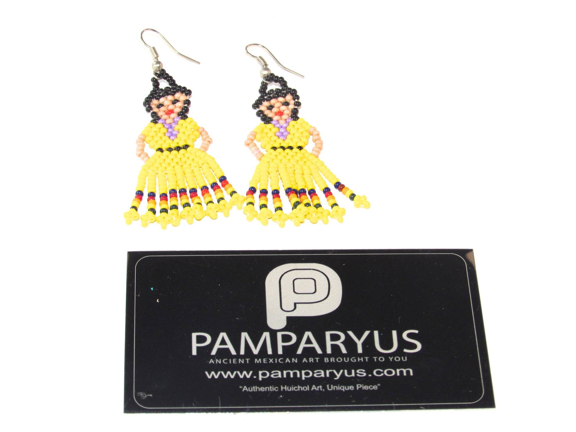 Aretes Huichol Bailarina Arte Huichol - Pamparyus 