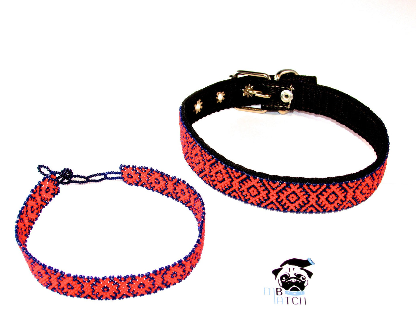 Collar de Perro Huichol #12 Talla Mediana (43-52cm) Arte Huichol - Pamparyus 