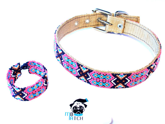 Collar de Perro Huichol #14 Talla Grande (49-61cm) Arte Huichol - Pamparyus 
