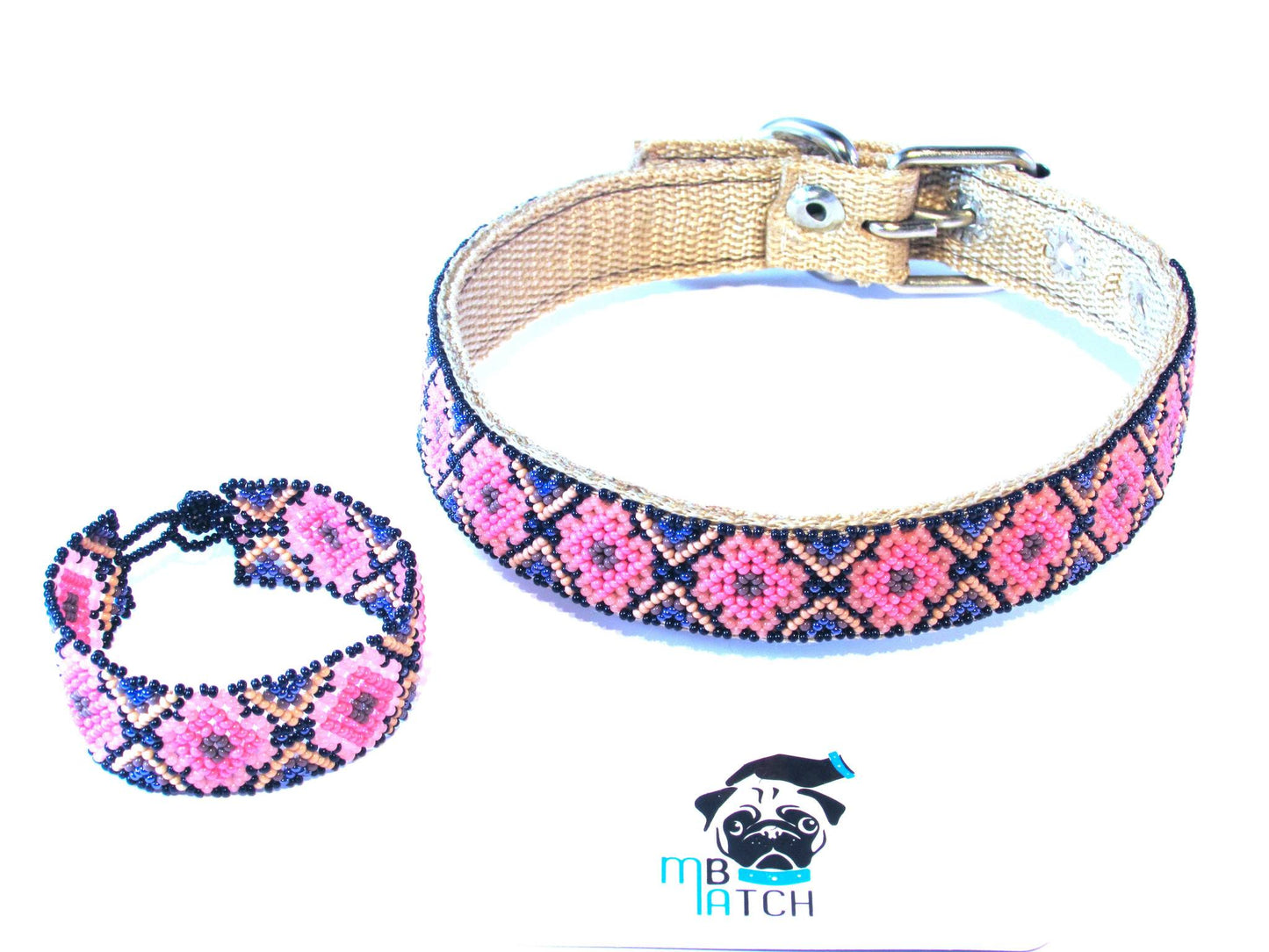 Collar de Perro Huichol #12 Talla Mediana (43-52cm) Arte Huichol - Pamparyus 