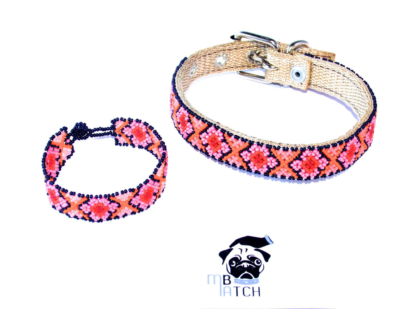Collar de Perro Huichol #7 Talla Chica (33-40cm) Arte Huichol - Pamparyus 