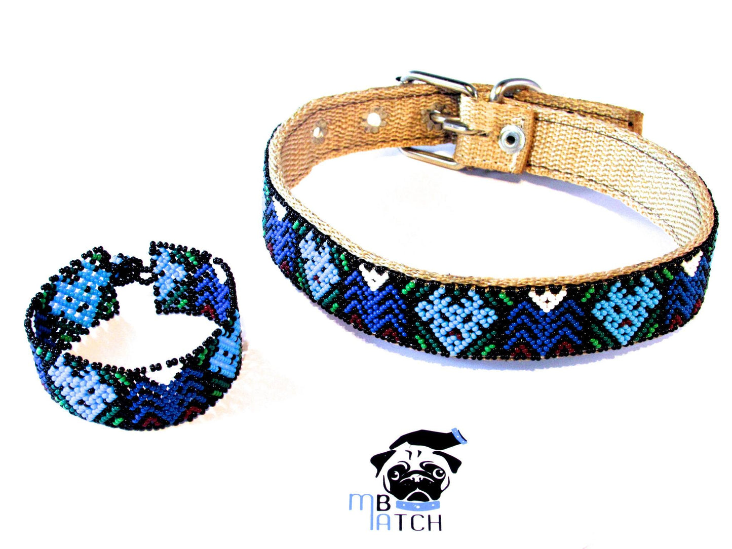 Collar de Perro Huichol #12 Talla Mediana (43-52cm) Arte Huichol - Pamparyus 
