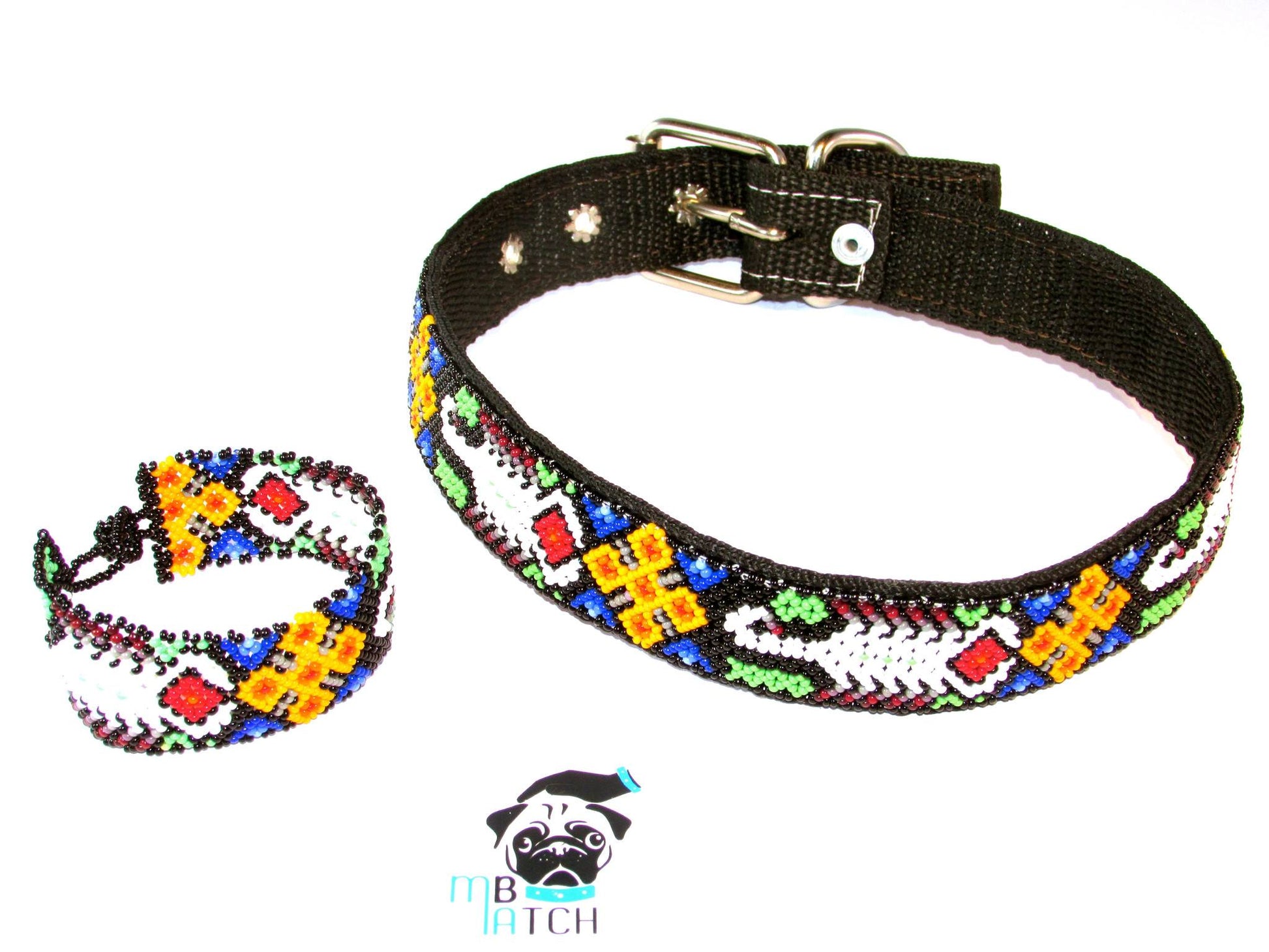 Collar de Perro Huichol #14 Talla Grande (49-61cm) Arte Huichol - Pamparyus 