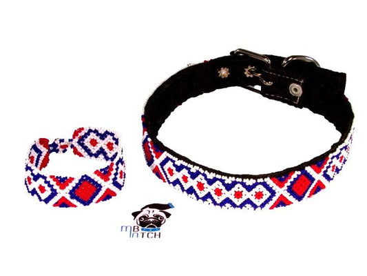 Collar de Perro Huichol #12 Talla Mediana (43-52cm) Arte Huichol - Pamparyus 